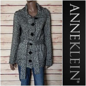 AK Anne Klein Black/White Marled Knit Cardigan